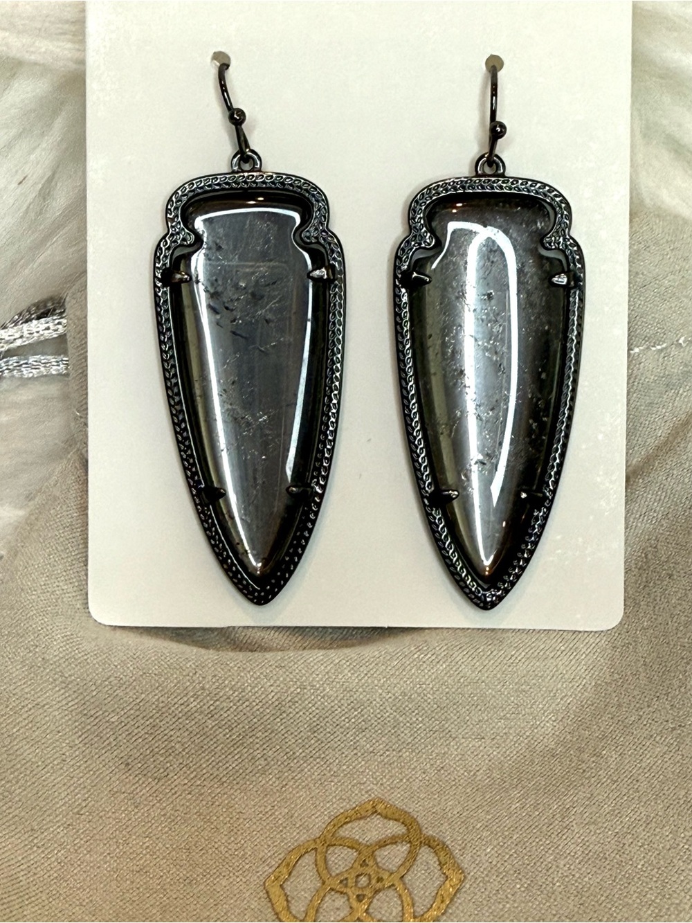 Kendra Scott Skylar Gunmetal Mirror Rock Crystal Earrings